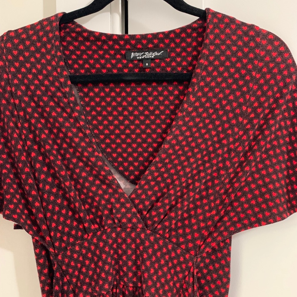 Vintage Betsey Johnson Heart Print Wrap Dress